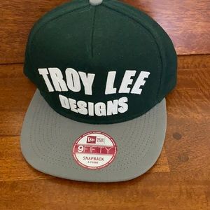 Dark green gray and white Troy Lee designs snapback hat